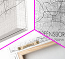 Greensboro City Map, North Carolina Map, Map Art, Minimalist Art, Wall Art, Canvas Art, Cabin Wall Art, Living Room Wall Art, New Home Gift