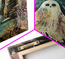 Ghostly Figure in Ancient Ruins Framed Canvas Print, Haunted Ruins Decor, Halloween Ghost Art, Eerie Ghostly Wall Art, Spooky Ghost Print