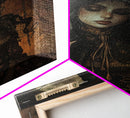 The Witch and The Black Cat Framed Canvas Art, Spooky Victorian Witch Art, Spooky Season, Halloween Props, Halloween Accessories Art