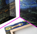 Starry Night Inspired Haunted Light House Framed Canvas Print, Van Gogh Inspired, Spooky Season Halloween Art