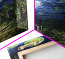 Starry Night Cemetery Framed Canvas Print, Halloween Wall Art, Gothic Art, Spooky Graveyard Decor, Van Gogh Style, Halloween Wall Decor