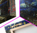 Spooky Haunted Carnival, Framed Canvas Print, Starry Night Inspired Spooky Season Wall Art, Halloween Prop