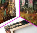 Colorful Haunted Grave Yard In The Spring Time, Framed Canvas Print, Spooky Wall Art, Halloween Spooky Season Decor