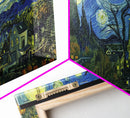 Spook Vibes Wall Art - Framed Canvas Print - Victorian Era London Starry Night Inspired Spooky Month Decor