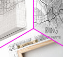 Panoramic Irving City Map, Texas Art, Map Print, Minimalist Wall Art, Canvas Art, Housewarming Gift, Street Map Art, Closing Gift