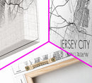 Panoramic Jersey City Map, New Jersey Art, Map Print, Minimalist Wall Art, Canvas Art, Housewarming Gift, Street Map Art, Closing Gift