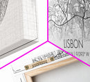 Panoramic Lisbon City Map, Portugal Art, Map Print, Minimalist Wall Art, Canvas Art, Housewarming Gift, Street Map Art, Closing Gift