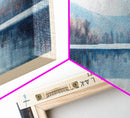 Bolton Lakes Connecticut Framed Canvas Print, Panoramic Lake House Art, Scenic View, Travel Poster, Modern Art, Lake Painting