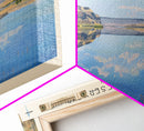 Boysen Reservoir Wyoming Framed Canvas Print, Lake House Art, Panoramic Wall Art, Travel Poster, Minimalist Lake Painting, Home Decor