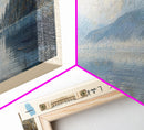 Calling Lake Framed Canvas Print, Panoramic Lake House Decor, Wall Art, Travel Poster, Rustic Lake Painting, Nature Art
