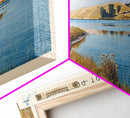 Lake Fort Peck Framed Canvas Print, Lake House Decor, Panoramic Wall Art, Travel Poster, Scenic Lake Painting, Nature Art