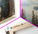 Lake Koocanusa Montana Framed Canvas Print, Lake House Decor, Panoramic Wall Art, Travel Poster, Serene Lake Painting, Nature Art