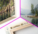 Lake San Cristobal, Boho Art, Beautiful Landscape, Travel Poster Art, Wall Art, Home Decor, Nature Scene, Lake Painting, Minimalist Art, Living Room Decor, Travel Print, Framed Canvas Print, Lake House Decor, Panoramic Print