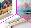 Jackson Lake Wyoming Framed Canvas Print, Panoramic Wall Art, Midcentury Modern, Pop Art, Bedroom Decor, Travel Poster, Nature Decor
