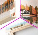 Jordan Lake North Carolina Framed Canvas Print, Panoramic Art, Midcentury Modern, Pop Art, Lake House Decor, Travel Poster, Living Room Art