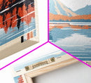 Lake Attitash Massachusetts Framed Canvas Print, Panoramic Wall Art, Midcentury Modern, Pop Art, Bedroom Decor, Travel Poster, Living Room Art