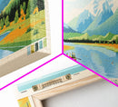 Lake Brooks Alaska Framed Canvas Print, Panoramic Wall Art, Midcentury Modern, Pop Art, Bedroom Decor, Travel Poster, Living Room Art