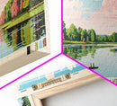 Lake Burntside Framed Canvas Print, Panoramic Art, Midcentury Modern, Pop Art, Living Room Wall Art, Travel Poster, Lake House Decor