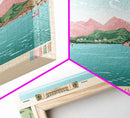 Lake Cachuma California Framed Canvas Print, Panoramic Art, Midcentury Modern, Pop Art, Living Room Wall Art, Travel Poster, Lake House Decor