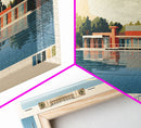 Lake Chippewa Framed Canvas Print, Panoramic Wall Art, Midcentury Modern, Pop Art, Bedroom Decor, Travel Poster, Living Room Art