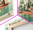 Lake Hartwell Georgia Framed Canvas Print, Panoramic Wall Art, Midcentury Modern, Pop Art, Lake House Art, Travel Poster, Bedroom Decor
