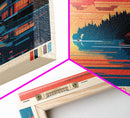 Lake Lanier Georgia Framed Canvas Print, Panoramic Wall Art, Midcentury Modern, Pop Art, Lake House Decor, Travel Poster, Bedroom Art