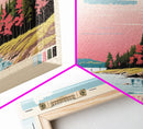 Lake Mendota Wisconsin Framed Canvas Print, Panoramic Wall Art, Midcentury Modern, Pop Art, Living Room Decor, Travel Poster
