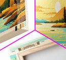 Lake Thompson South Dakota Framed Canvas Print, Panoramic Wall Art, Midcentury Modern, Pop Art, Bedroom Art, Travel Poster, Lake House Decor