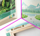 Lewis and Clark Lake, Nebraska Panoramic Wall Art Framed Canvas Print, Midcentury Modern, Pop Art, Home Decor, Travel Poster, Bedroom Art