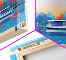 Liberty Reservoir, Maryland Panoramic Wall Art Framed Canvas Print, Midcentury Modern, Pop Art, Home Decor, Travel Poster, Bedroom Art