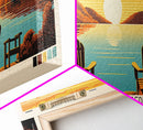 Loch Raven Reservoir, Maryland Panoramic Wall Art Framed Canvas Print, Midcentury Modern, Pop Art, Home Decor, Travel Poster, Living Room Art