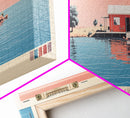 Lucky Peak Lake, Idaho Panoramic Wall Art Framed Canvas Print, Midcentury Modern, Pop Art, Home Decor, Travel Poster, Bedroom Art