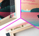 Martre R Gomez Reservoir, Texas Panoramic Wall Art Framed Canvas Print, Midcentury Modern, Pop Art, Home Decor, Travel Poster, Bedroom Art