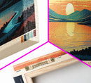 Merritt Reservoir, Nebraska Panoramic Wall Art Framed Canvas Print, Midcentury Modern, Pop Art, Home Decor, Travel Poster, Bedroom Art