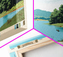 Robert S. Kerr Reservoir, Oklahoma Framed Canvas Print, Panoramic Wall Art, Midcentury Modern Decor, Home Decoration, Pop Art, Travel Poster