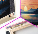 Sevier Lake, Utah Framed Canvas Print, Panoramic Travel Poster, Midcentury Modern Art, Home Decor, Pop Art, Wall Decoration