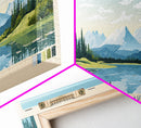 Teshekpuk Lake, Alaska Framed Canvas Print, Lake House Decor, Midcentury Modern Art, Pop Art, Travel Poster, Living Room Wall Art