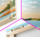 Tuttle Creek Lake, Kansas Framed Canvas Print, Lake House Decor, Midcentury Modern Art, Pop Art, Travel Poster, Living Room Wall Art