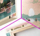 Weagamow Lake, Ontario Panoramic Framed Canvas Print, Lake House Art, Midcentury Modern Decor, Pop Art, Travel Poster, Wall Art