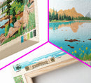 Woods Canyon Lake, Arizona Panoramic Framed Canvas Print, Lake House Art, Midcentury Modern Decor, Pop Art, Travel Poster
