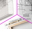 Panoramic Miami City Map, Florida Art, Map Print, Minimalist Wall Art, Canvas Art, Housewarming Gift, Street Map Art, Closing Gift