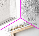 Panoramic Milan City Map, Italy Art, Map Print, Minimalist Wall Art, Canvas Art, Housewarming Gift, Street Map Art, Closing Gift