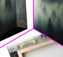 Foggy pine forest, Canadian forest art, framed canvas print, farmhouse decor, misty forst landscape