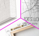 Panoramic Port St Lucie City Map, Florida Art, Map Print, Minimalist Wall Art, Canvas Art, Housewarming Gift, Street Map Art, Closing Gift