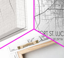Port St Lucie City Map, Florida Art, Map Print, Minimalist Wall Art, Wall Art, Canvas Art, Rustic Wall Art, Birthday Gift, Dorm Room Décor