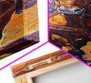 Vertical Acrylic Painting of Colorful Jalisco Cowboy Riding Horse Framed and Printed on Canvas, Mexican Inspired Wall Art for Living Room