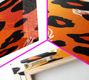 Bold Leopard Print in Orange and Black - Framed Canvas Print, Midcentury Modern Wall Art, Skinny Art, Tall Art, Living Room Decor