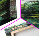 Tropical Island Paradise Scene With Mountain Reflections Skinny Art Framed Canvas Print For Living Room Or Bedroom Wall Art