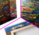 Burst of Colorful Butterflies in a Floral Meadow, Skinny and Tall Art, Energetic Framed Canvas Print, Vibrant Wall Art