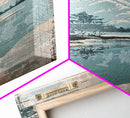Urban Skyline with Majestic Mountain Background, Contemporary Cityscape Framed Canvas Print, Ideal for Modern Urban Wall Art
